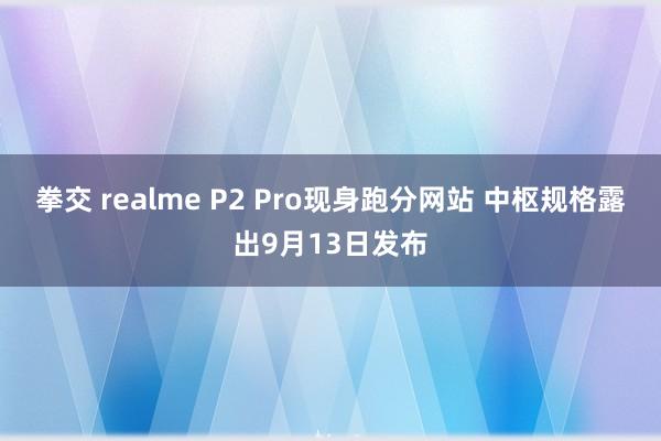 拳交 realme P2 Pro现身跑分网站 中枢规格露出9月13日发布