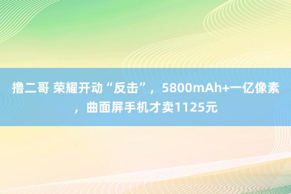 撸二哥 荣耀开动“反击”，5800mAh+一亿像素，曲面屏手机才卖1125元