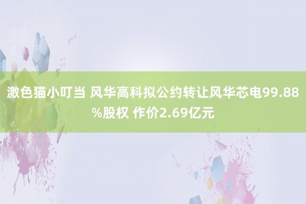 激色猫小叮当 风华高科拟公约转让风华芯电99.88%股权 作价2.69亿元