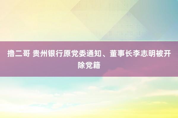 撸二哥 贵州银行原党委通知、董事长李志明被开除党籍