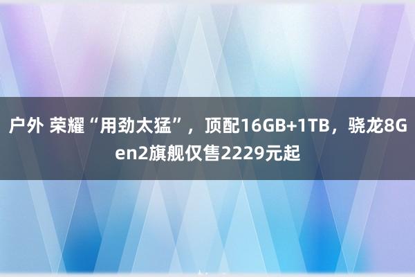 户外 荣耀“用劲太猛”，顶配16GB+1TB，骁龙8Gen2旗舰仅售2229元起