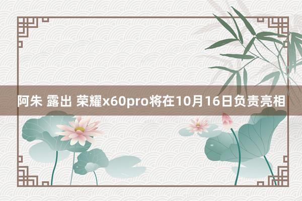 阿朱 露出 荣耀x60pro将在10月16日负责亮相