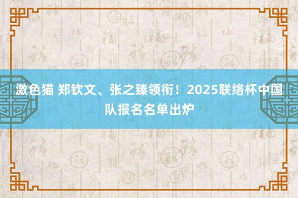 激色猫 郑钦文、张之臻领衔！2025联络杯中国队报名名单出炉