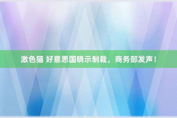 激色猫 好意思国晓示制裁，商务部发声！