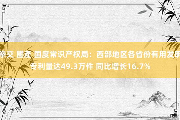 拳交 國產 国度常识产权局：西部地区各省份有用发明专利量达49.3万件 同比增长16.7%