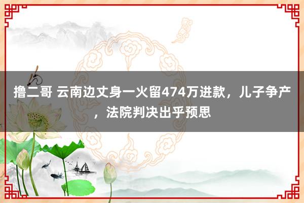 撸二哥 云南边丈身一火留474万进款，儿子争产，法院判决出乎预思