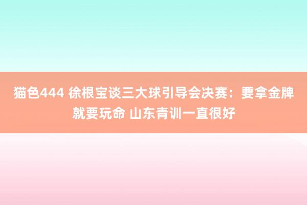 猫色444 徐根宝谈三大球引导会决赛：要拿金牌就要玩命 山东青训一直很好