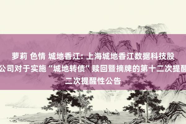 萝莉 色情 城地香江: 上海城地香江数据科技股份有限公司对于实施“城地转债”赎回暨摘牌的第十二次提醒性公告