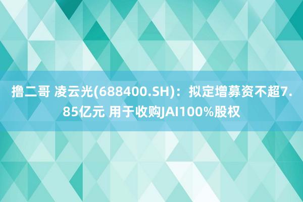 撸二哥 凌云光(688400.SH)：拟定增募资不超7.85亿元 用于收购JAI100%股权