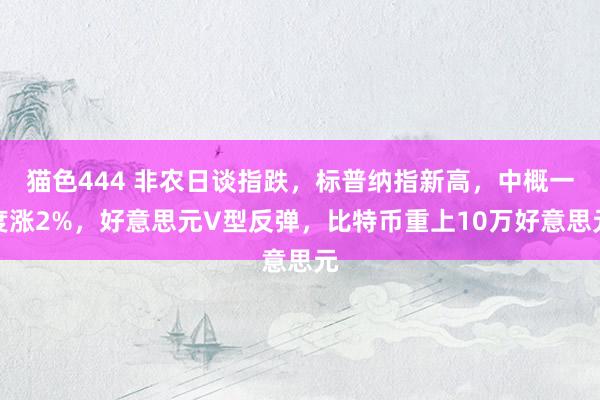 猫色444 非农日谈指跌，标普纳指新高，中概一度涨2%，好意思元V型反弹，比特币重上10万好意思元