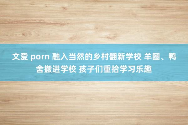 文爱 porn 融入当然的乡村翻新学校 羊圈、鸭舍搬进学校 孩子们重拾学习乐趣