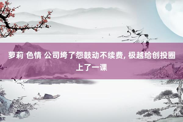 萝莉 色情 公司垮了怨鼓动不续费， 极越给创投圈上了一课