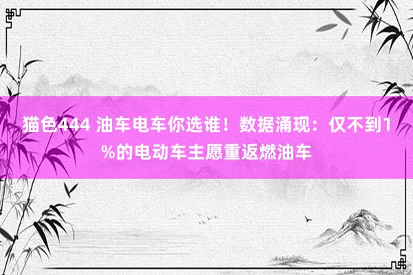 猫色444 油车电车你选谁！数据涌现：仅不到1%的电动车主愿重返燃油车