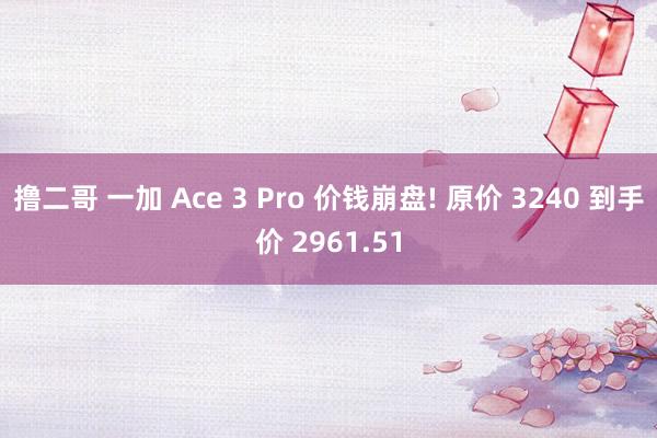 撸二哥 一加 Ace 3 Pro 价钱崩盘! 原价 3240 到手价 2961.51