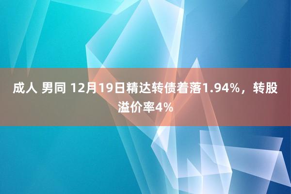 成人 男同 12月19日精达转债着落1.94%，转股溢价率4%