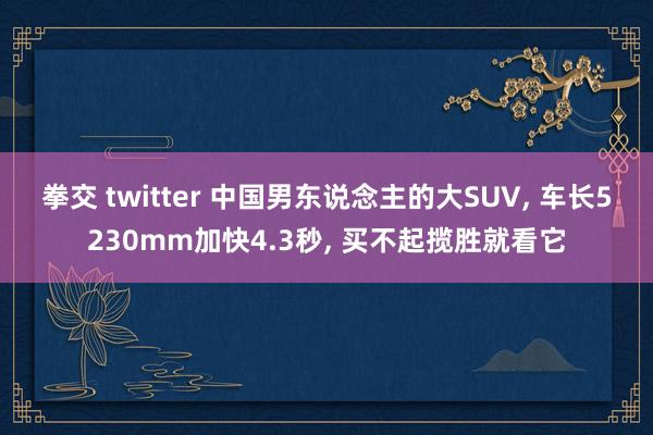 拳交 twitter 中国男东说念主的大SUV， 车长5230mm加快4.3秒， 买不起揽胜就看它