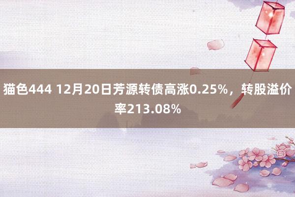 猫色444 12月20日芳源转债高涨0.25%，转股溢价率213.08%