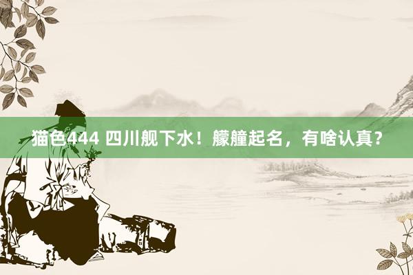 猫色444 四川舰下水！艨艟起名，有啥认真？