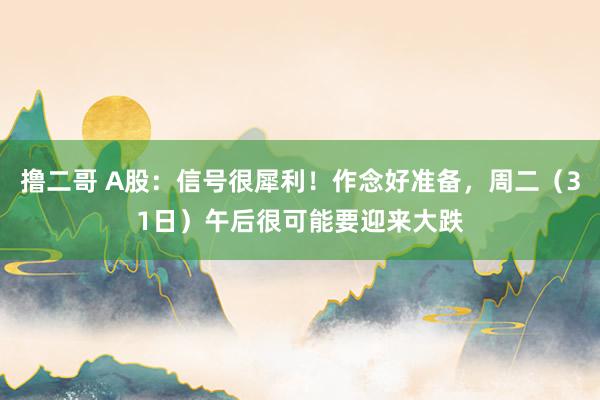 撸二哥 A股：信号很犀利！作念好准备，周二（31日）午后很可能要迎来大跌