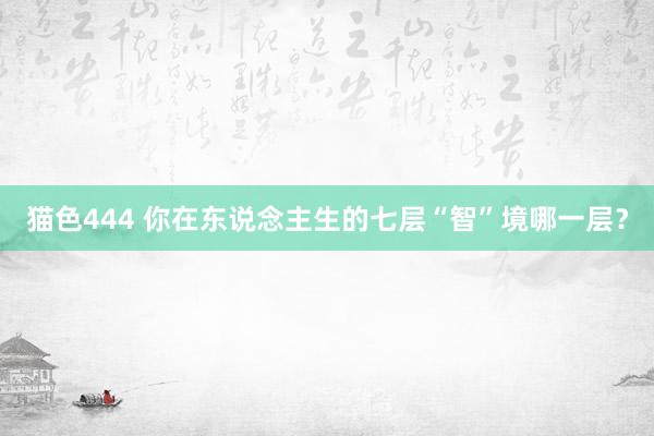 猫色444 你在东说念主生的七层“智”境哪一层？