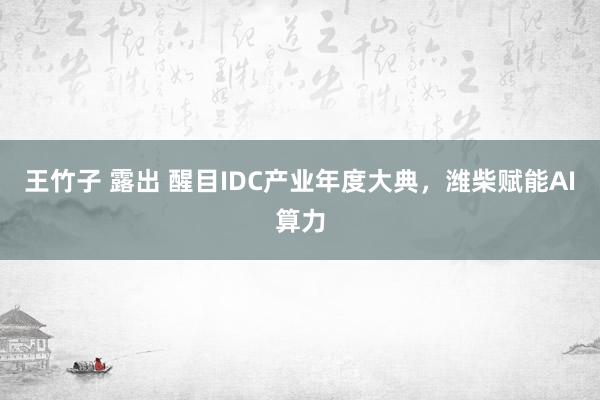 王竹子 露出 醒目IDC产业年度大典，潍柴赋能AI算力